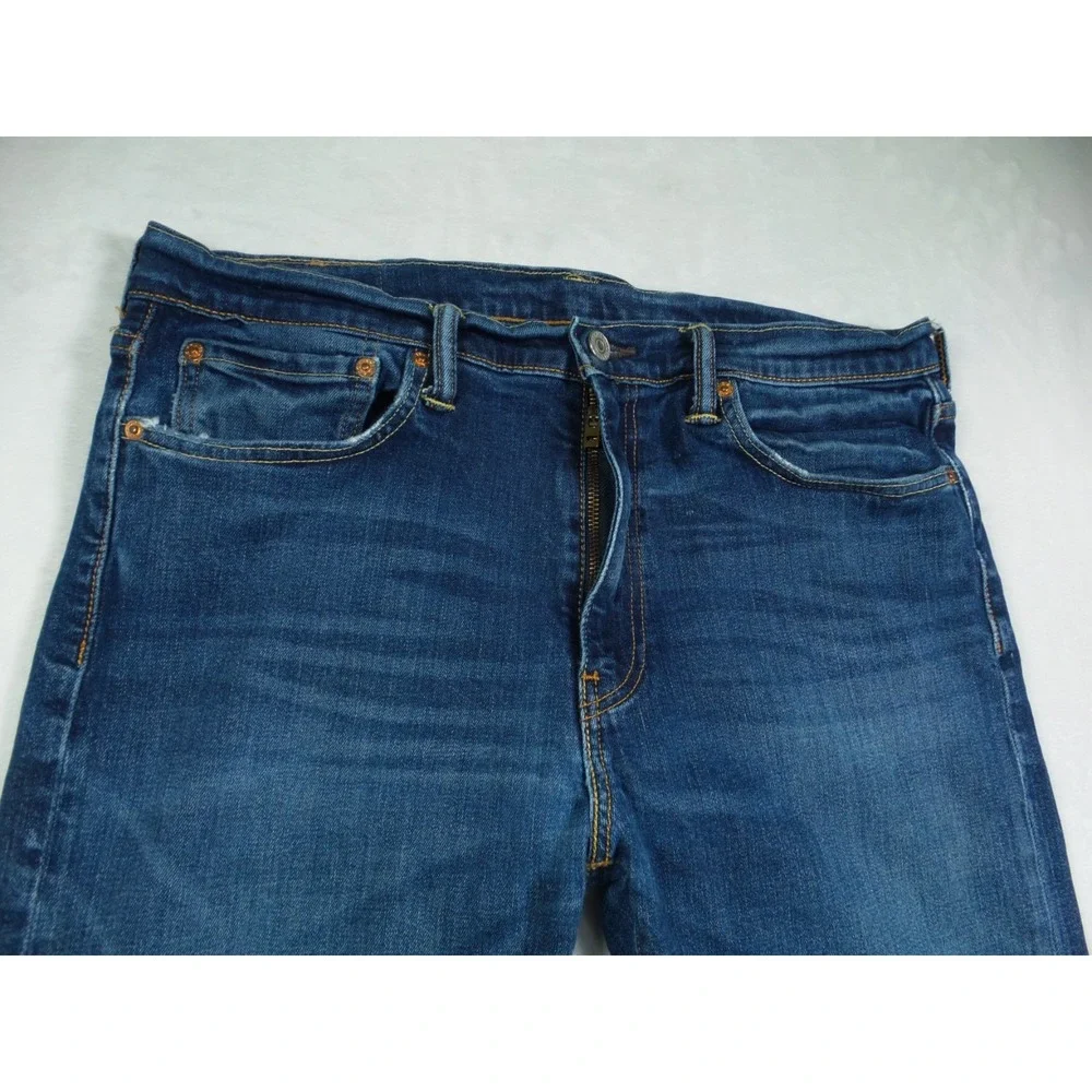 Levis 513 Mens Jeans 34 x 32 Blue Denim Slim Fit Straight Leg Mid Rise Stretch